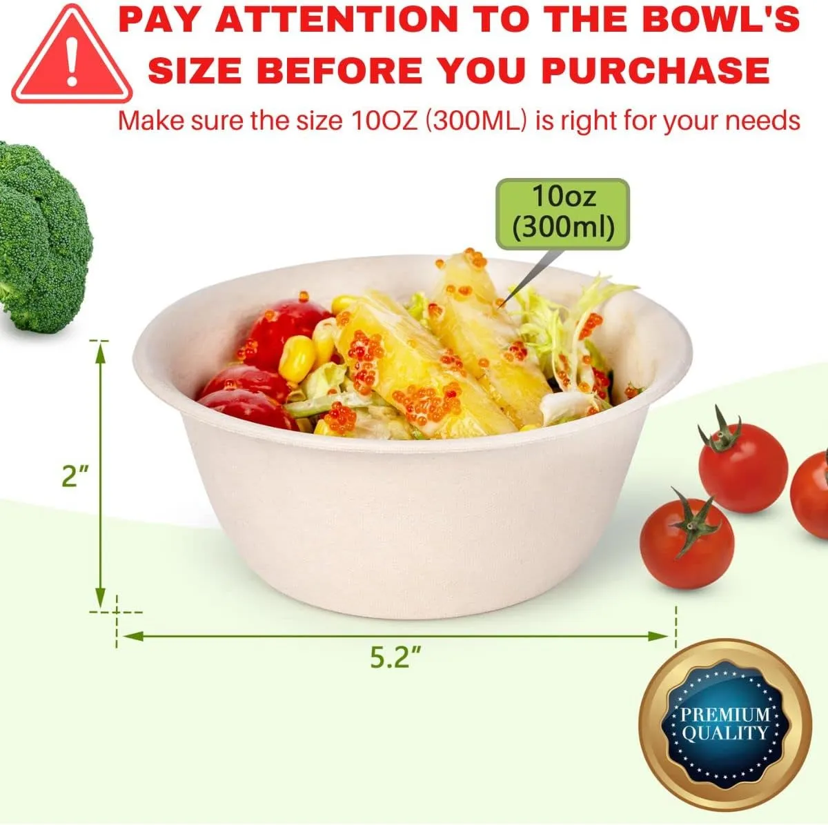 10 oz Paper Bowls (100 Pack) Disposable Bamboo Bowls - Small, Heavy Duty, Microwavable Oven Safe - Perfect for Snacks, Ice Cream, Hot Soups & Party Fun - Eco-Friendly, Leak-Proof