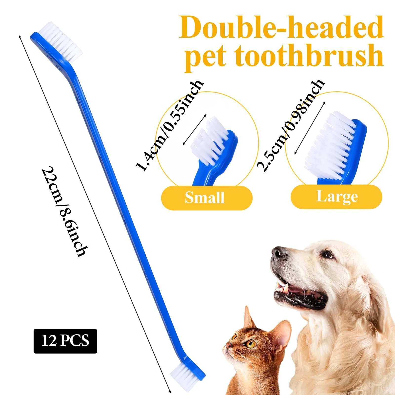 12 PCS Dog Toothbrush Bulk Double Headed Dog Pet Toothbrush Puppy Toothbrush for Small Dogs Soft Bristles Long Handle Dog Tooth Brushing Kit for Dogs Cat and Most Pets Teeth Cleaning Dental Oral