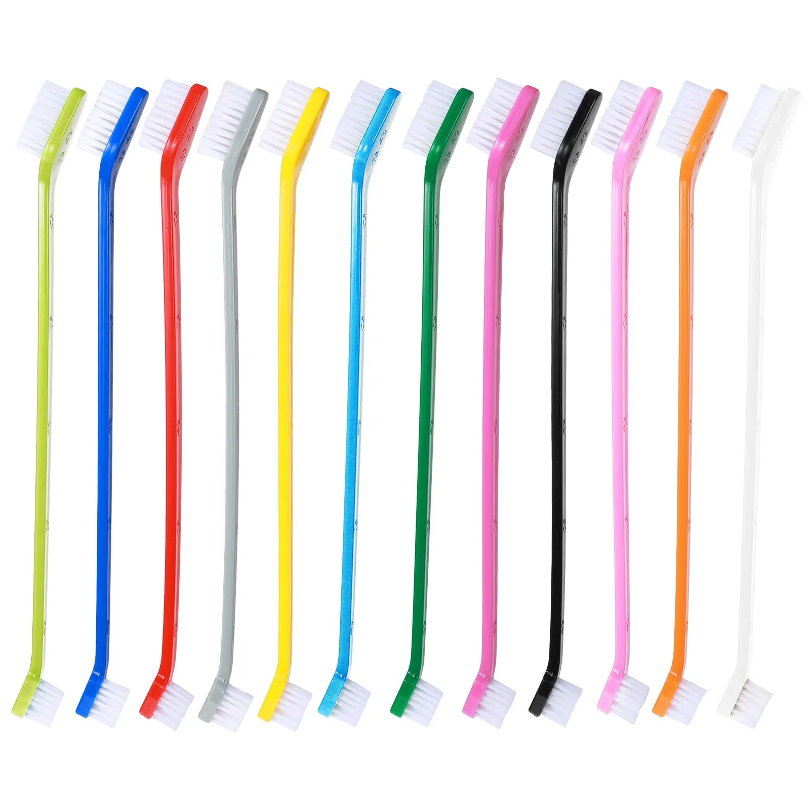 12 PCS Dog Toothbrush Bulk Double Headed Dog Pet Toothbrush Puppy Toothbrush for Small Dogs Soft Bristles Long Handle Dog Tooth Brushing Kit for Dogs Cat and Most Pets Teeth Cleaning Dental Oral