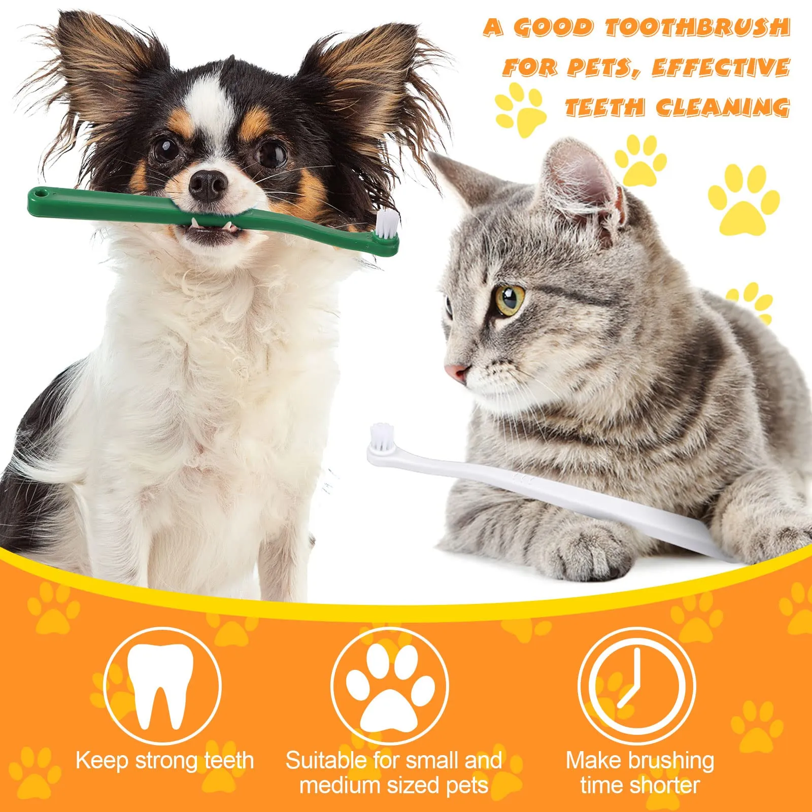 12 Pcs Small Dog Toothbrush Mini Head Cat Toothbrush Soft Bristles Dog Tooth Brush Gentle Pet Toothbrush Long Handle Tooth Brush for Puppy Cats Large and Small Dog Dental Care, 2 Colors