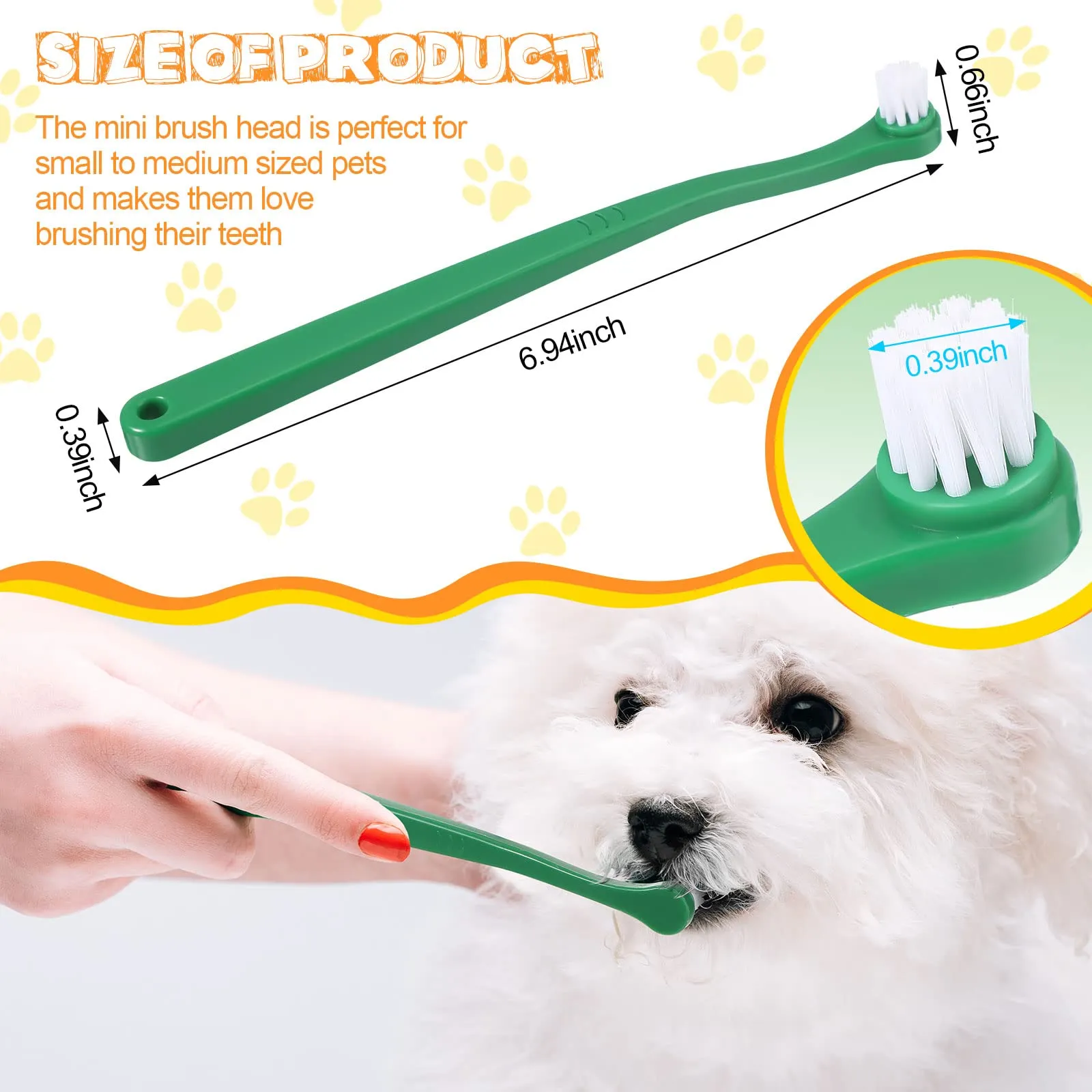 12 Pcs Small Dog Toothbrush Mini Head Cat Toothbrush Soft Bristles Dog Tooth Brush Gentle Pet Toothbrush Long Handle Tooth Brush for Puppy Cats Large and Small Dog Dental Care, 2 Colors