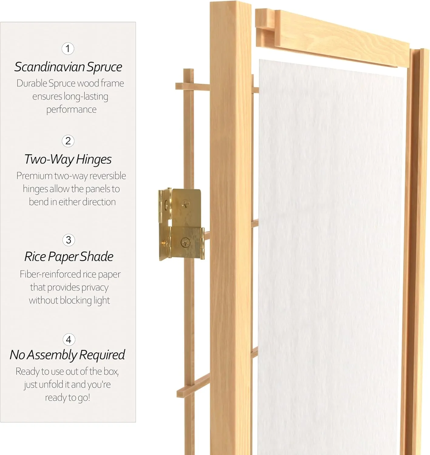 3 ft. Short Window Pane Shoji Screen - Natural - 5 Panels