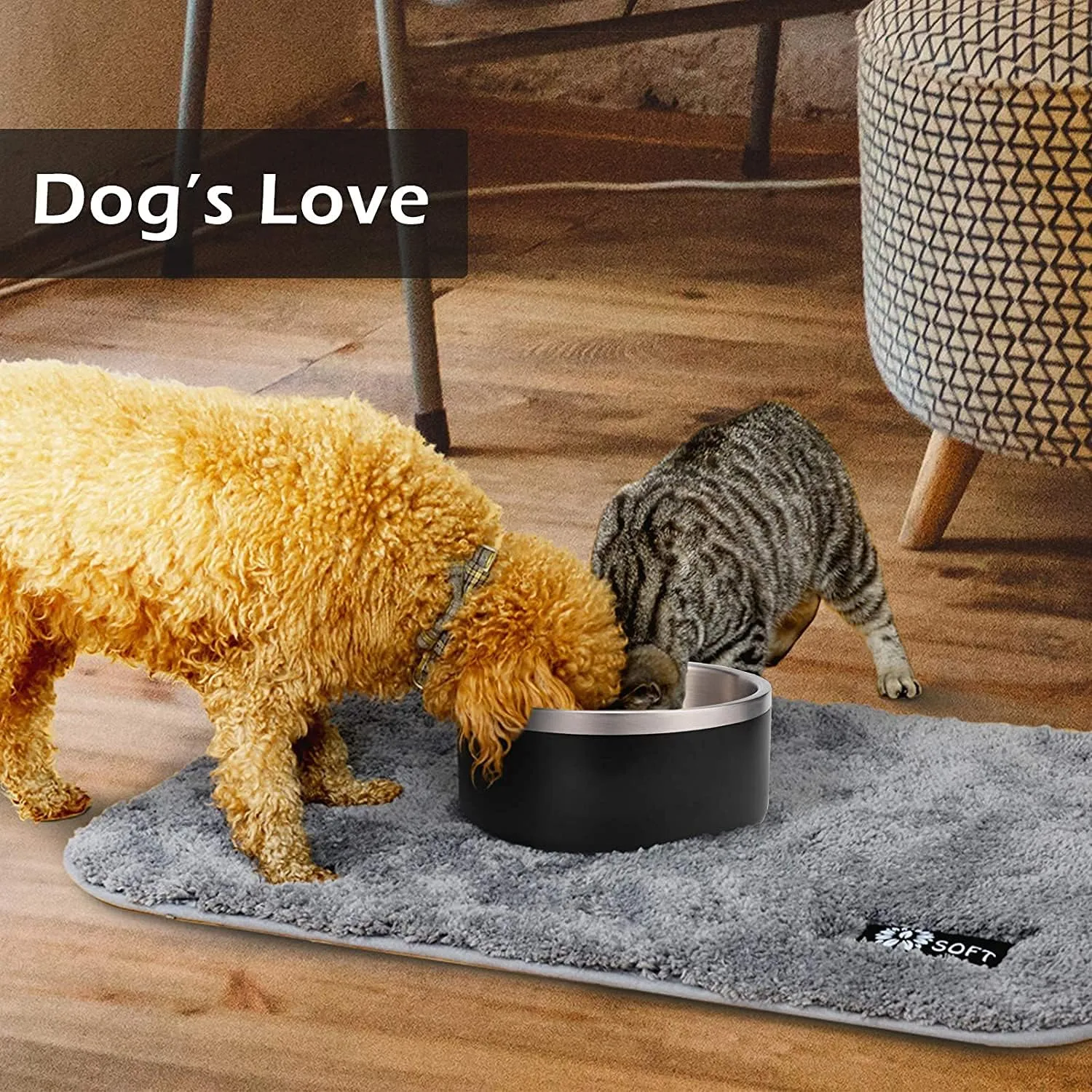 32oz 64oz Stainless Steel Double Wall Dog Bowls,BPA Free Non-Slip Pet Dishes,Cat Food&Water Bowl with Rubber Base(32oz, White)