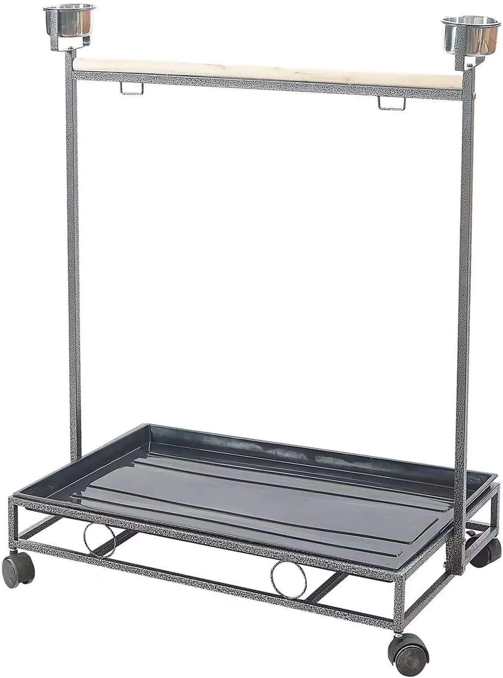 41" Large Amazon Cockatoo Parrot Bird Play Stand Gym Play Ground Rolling Stand. (Silver Black)
