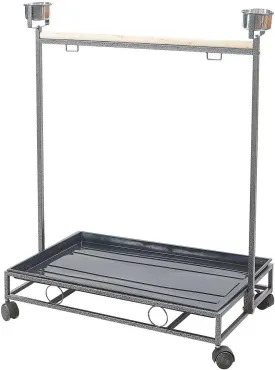 41" Large Amazon Cockatoo Parrot Bird Play Stand Gym Play Ground Rolling Stand. (Silver Black)