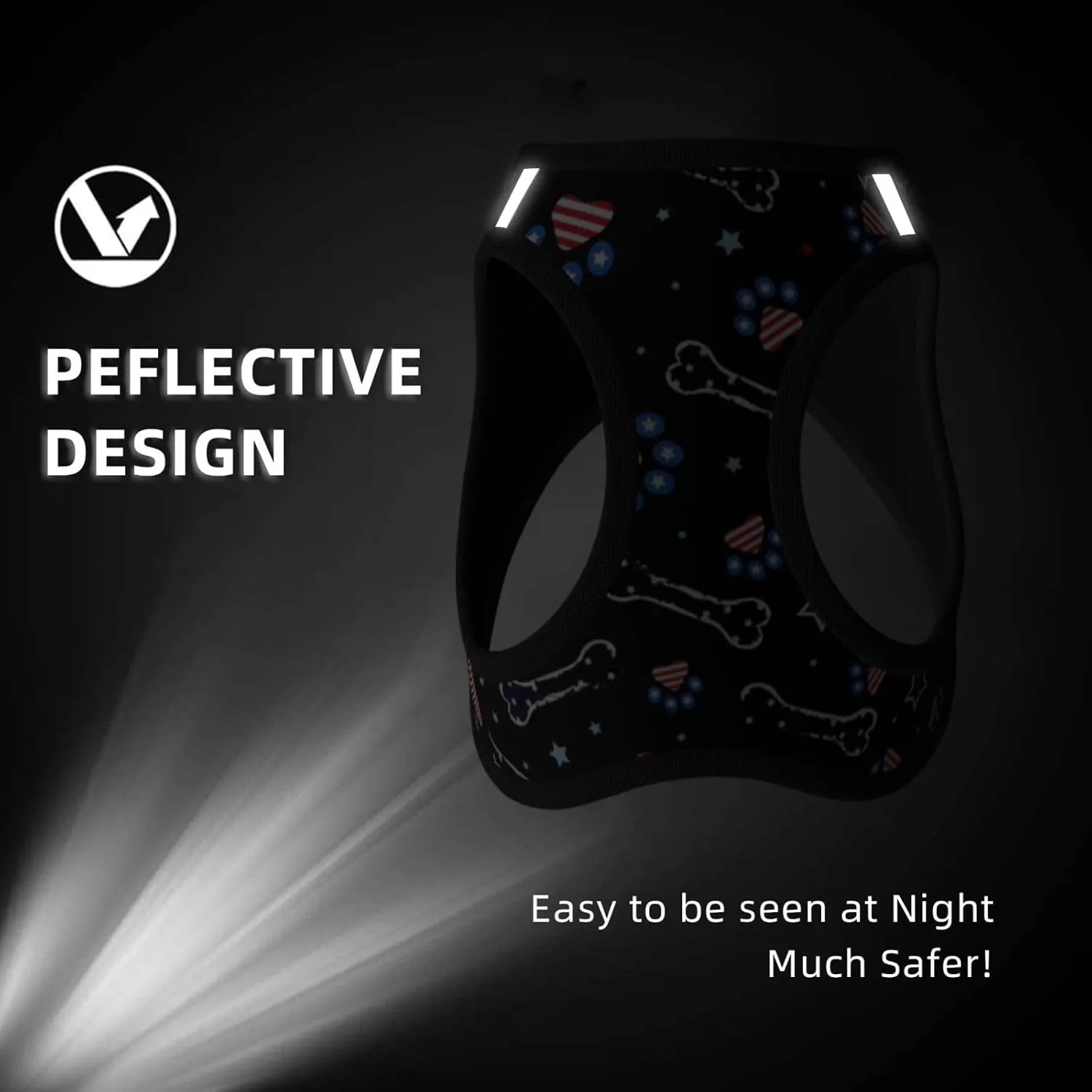 4th July with Paw Print No Pull Dog Harness and Leash Set, Cute Reflective Adjustable Vest for Small Dogs,Breathable Mesh Puppy Harness for Walking Hiking,Medium