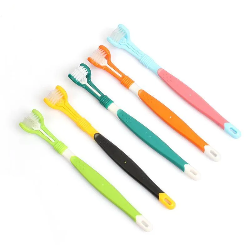 5 Pcs Three Sided Pet Toothbrush