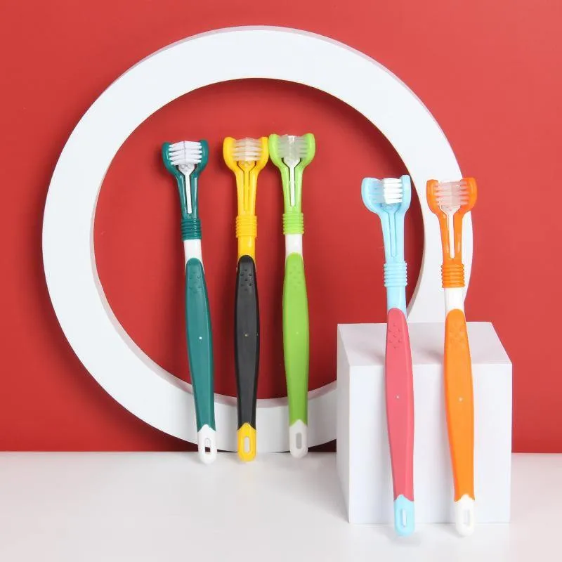 5 Pcs Three Sided Pet Toothbrush