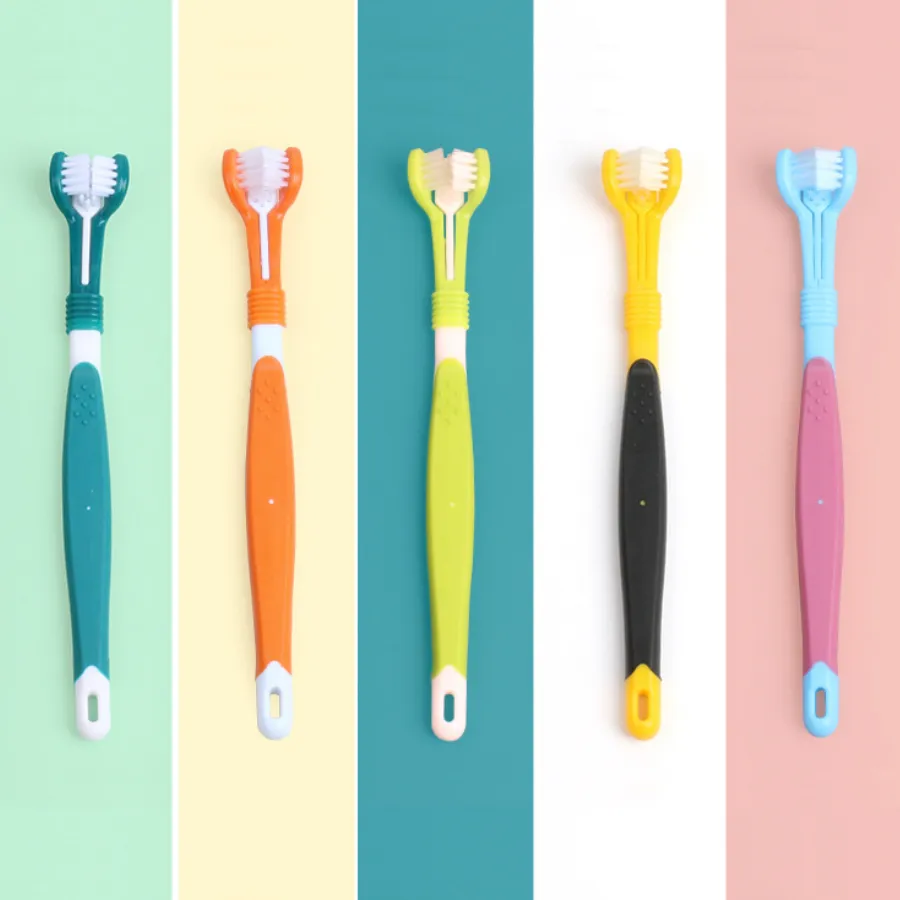 5 Pcs Three Sided Pet Toothbrush