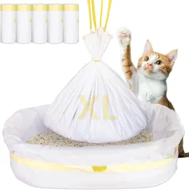 50 Count Litter Box Liners, Cat Litter Box Liners 36" x 18", Thickened Drawstring Disposable Pet litter Bags for Poop, Litter Box Bags(Yellow)