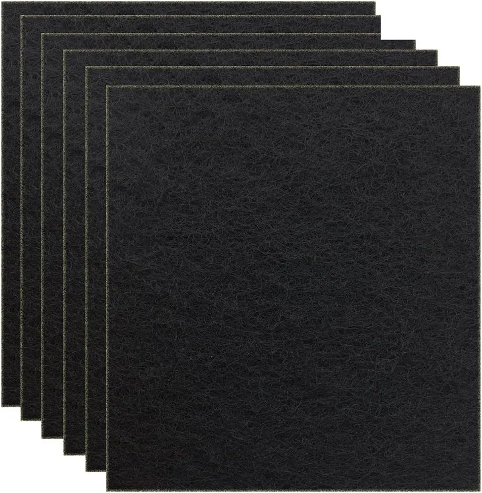 6 Pack Charcoal Cat Litter Box Replacment Filter Hooded Cat Litter Boxes and Pans Carbon Odor Filters, Black