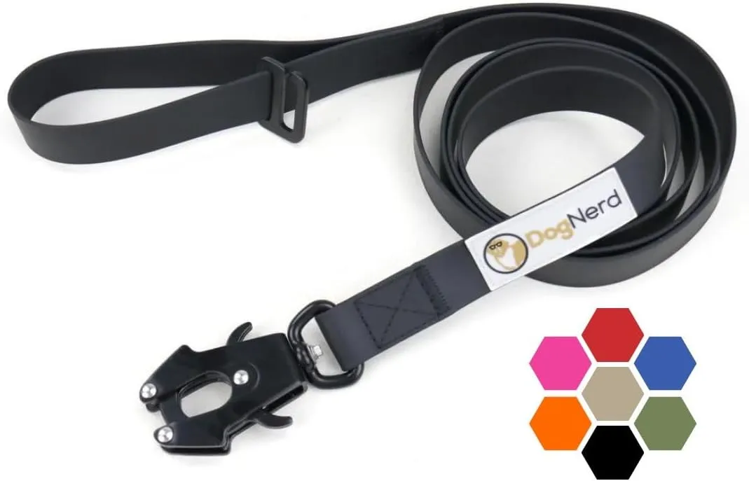6FT Silicone Dog Leash Heavy Duty with Quick Release/Locking Carabiner - Waterproof Tactical Dog Leash for Medium Dogs & Large Dogs That Pull, Safety Control Dog Training Leashes (6 FT Black)