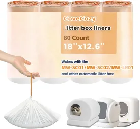 80 Count Litter Box Liners Compatible With MW-SC01/MW-SC02/MW-LR01 Cat Litter Box, Meo Want Litter Bags