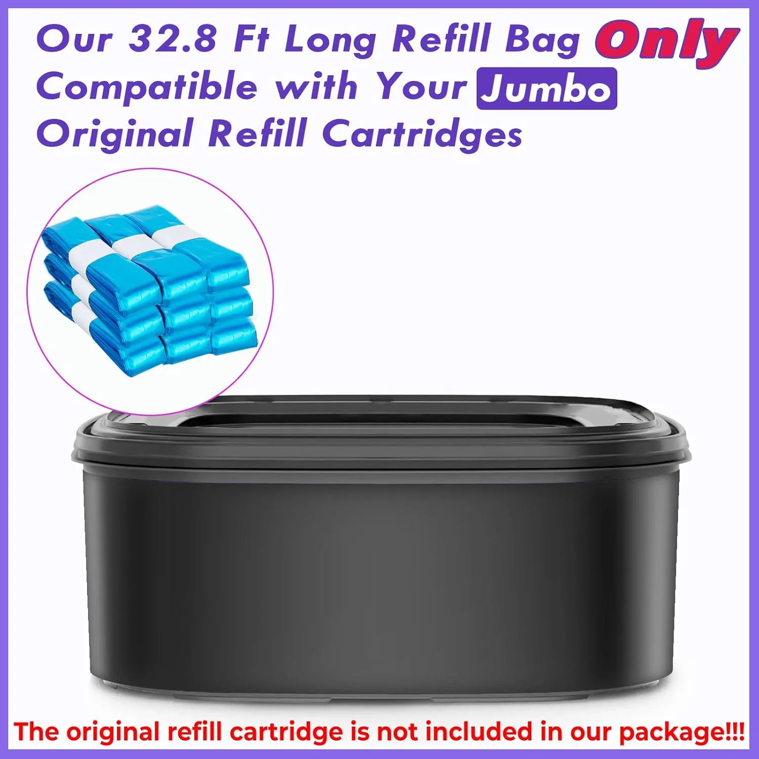 9 Pack Cat Litter Refills Bag, 32.8 Ft Litter Refills Only Compatible with Your Original Jum-bo Refill Cartridge(Not Include Original Refill Cartridge)