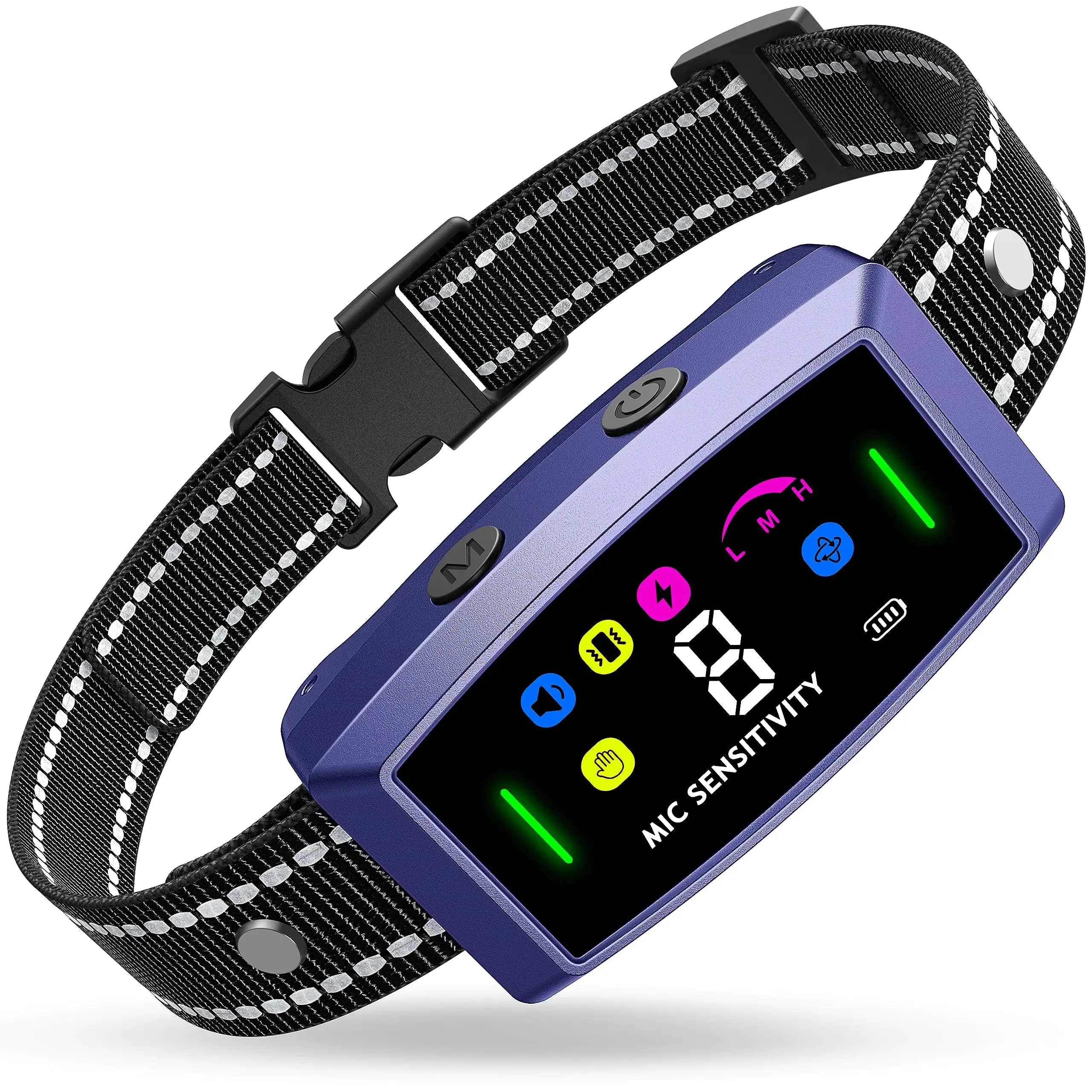 AI Auto Dog Bark Collar Sets for Large Small Medium Dogs| 2in1 No Shock/Safe Shock Barking Collar with 3 Adjustable Shock Mode |IP68 Waterproof Rechargeable Anti Bark Device (Purple)