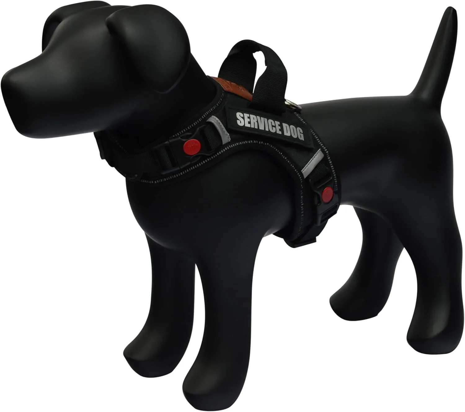 ALBCORP Reflective Service Dog Vest Harness  No-Pull Harness with Handle & Comfy Mesh Padding  Available in Sizes XS-XL with 2 Removable Hook & Loop Service Dog Patches,Extra Small, Black