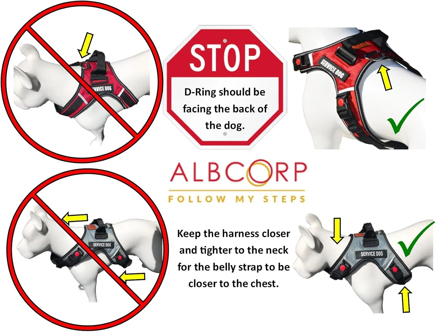 ALBCORP Reflective Service Dog Vest Harness  No-Pull Harness with Handle & Comfy Mesh Padding  Available in Sizes XS-XL with 2 Removable Hook & Loop Service Dog Patches,Extra Small, Black
