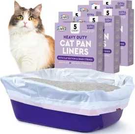 Alfapet Extra Large cat Litter Box Liners-6 Boxes- Heavy Duty 2 mil Thick Plastic, Clever Drawstring Liner for Easy Disposal- Flat Bottom for Easy, Secure Placement in Kitty Pan-Disposable