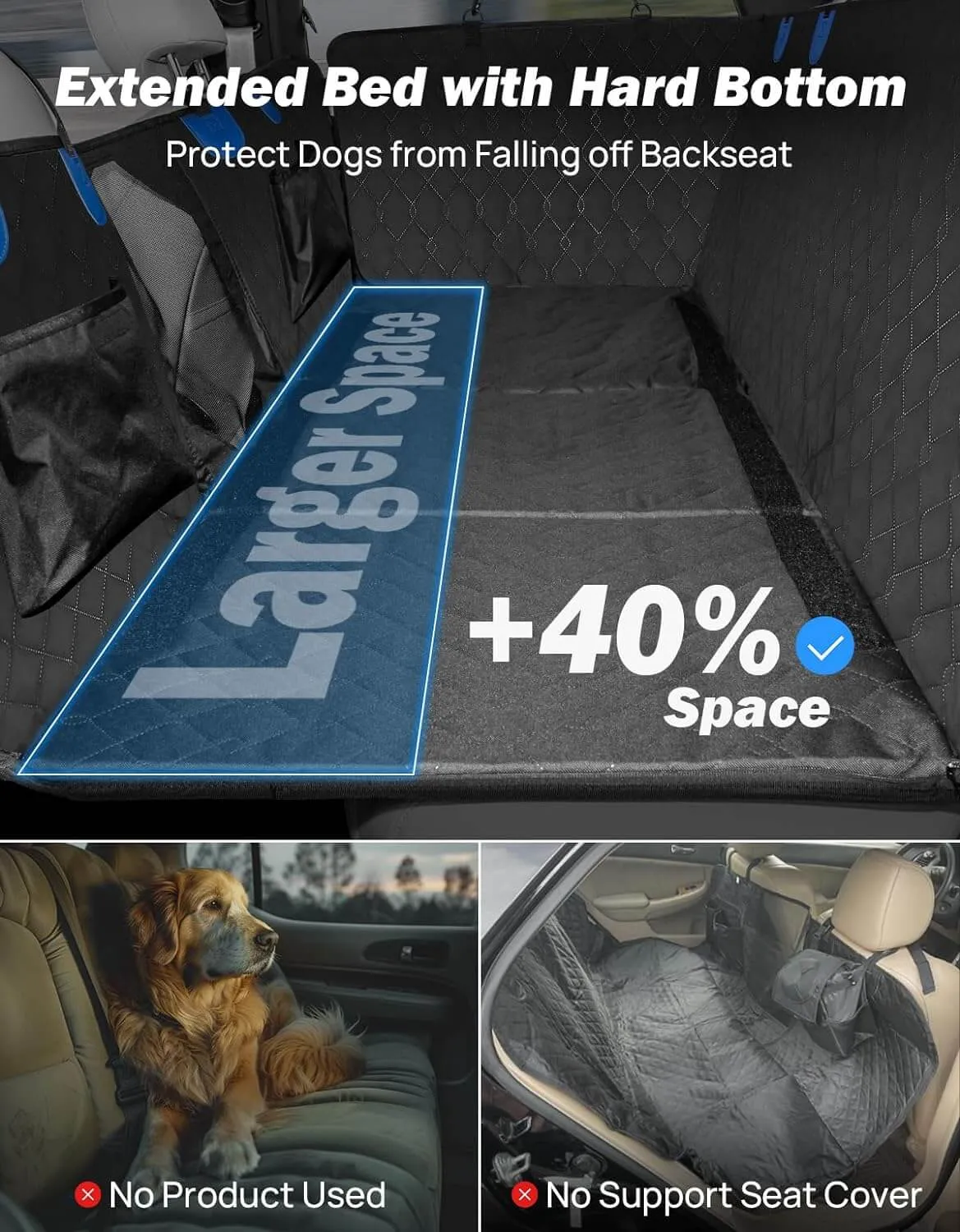 Back Seat Extender for Dogs with Cooling Mat,