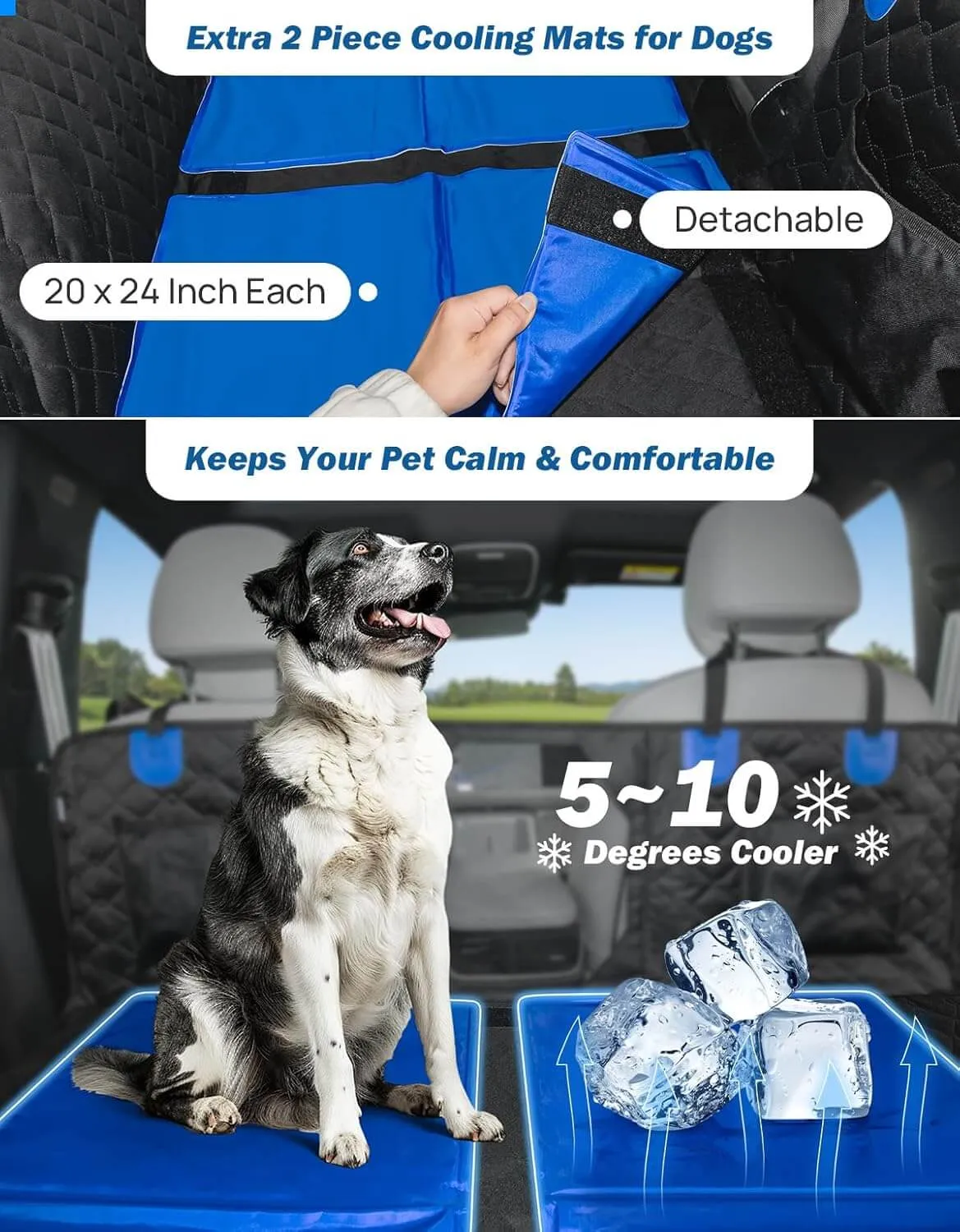 Back Seat Extender for Dogs with Cooling Mat,