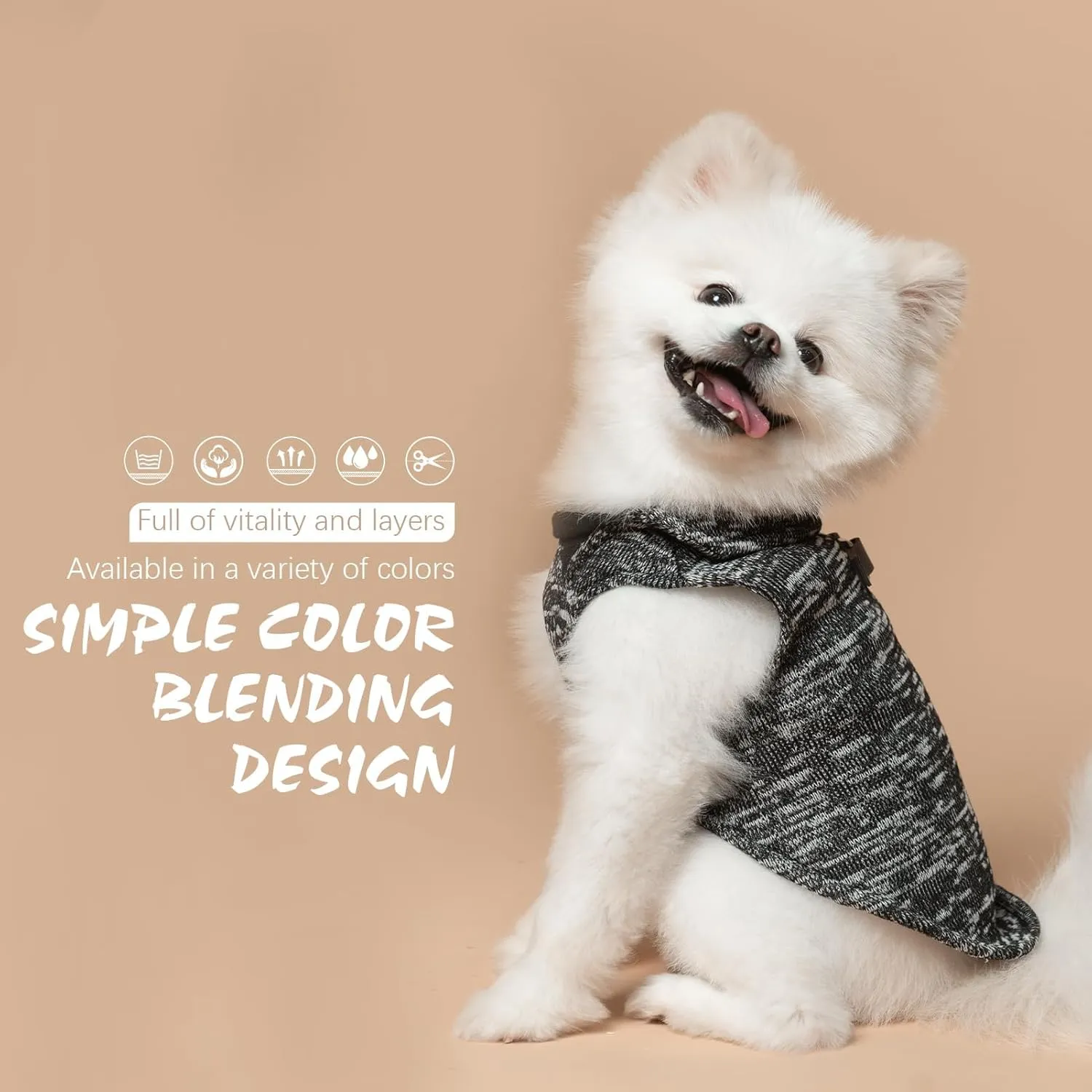 BINGPET Dog Vest Fleece Jacket with Dog Harness Built in,Spring Pullover Dog Fleece Coat,Dog Fleece Sweater with Double D-Rings for Leash,Soft Warm Dog Clothes for Cold Weather Winter and Fall(Grey,S)