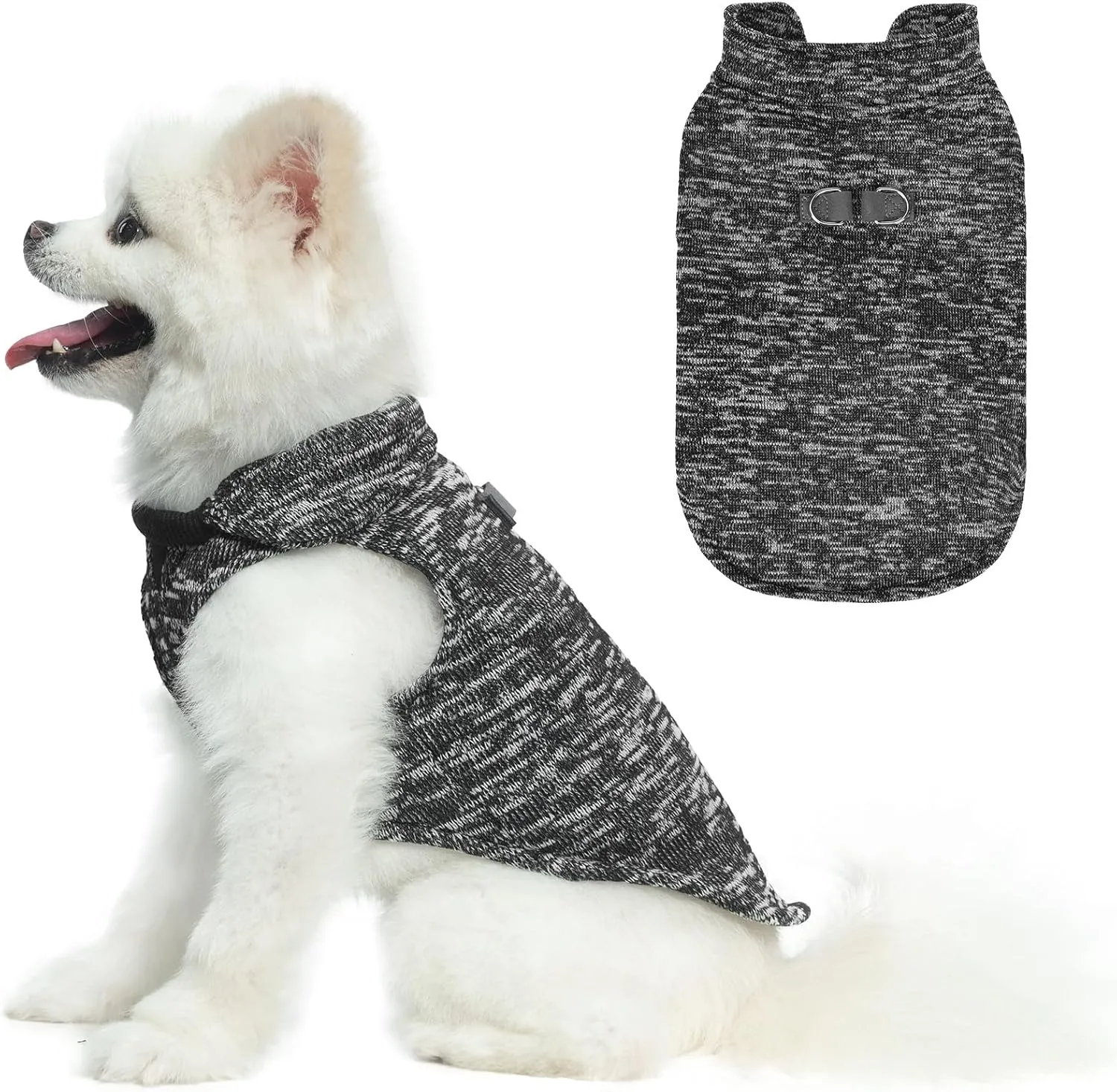 BINGPET Dog Vest Fleece Jacket with Dog Harness Built in,Spring Pullover Dog Fleece Coat,Dog Fleece Sweater with Double D-Rings for Leash,Soft Warm Dog Clothes for Cold Weather Winter and Fall(Grey,S)
