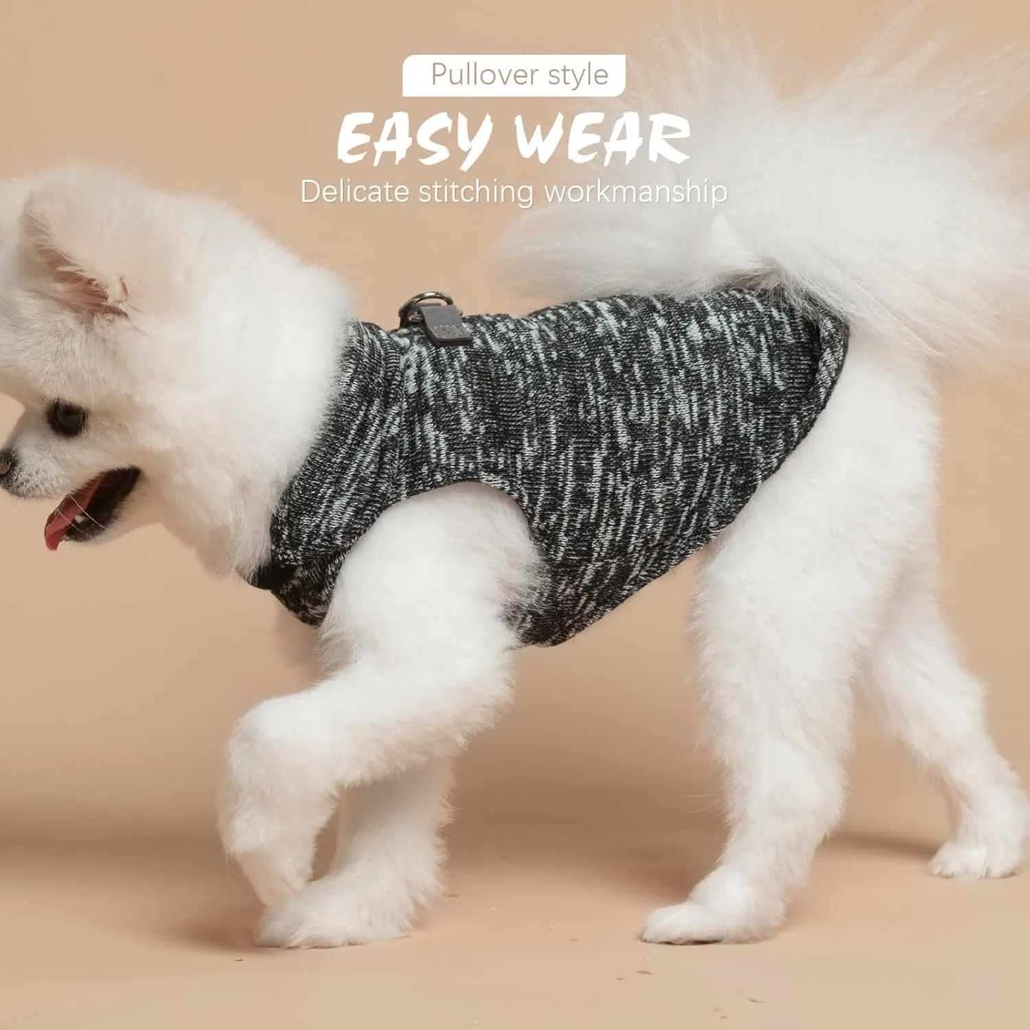 BINGPET Dog Vest Fleece Jacket with Dog Harness Built in,Spring Pullover Dog Fleece Coat,Dog Fleece Sweater with Double D-Rings for Leash,Soft Warm Dog Clothes for Cold Weather Winter and Fall(Grey,S)