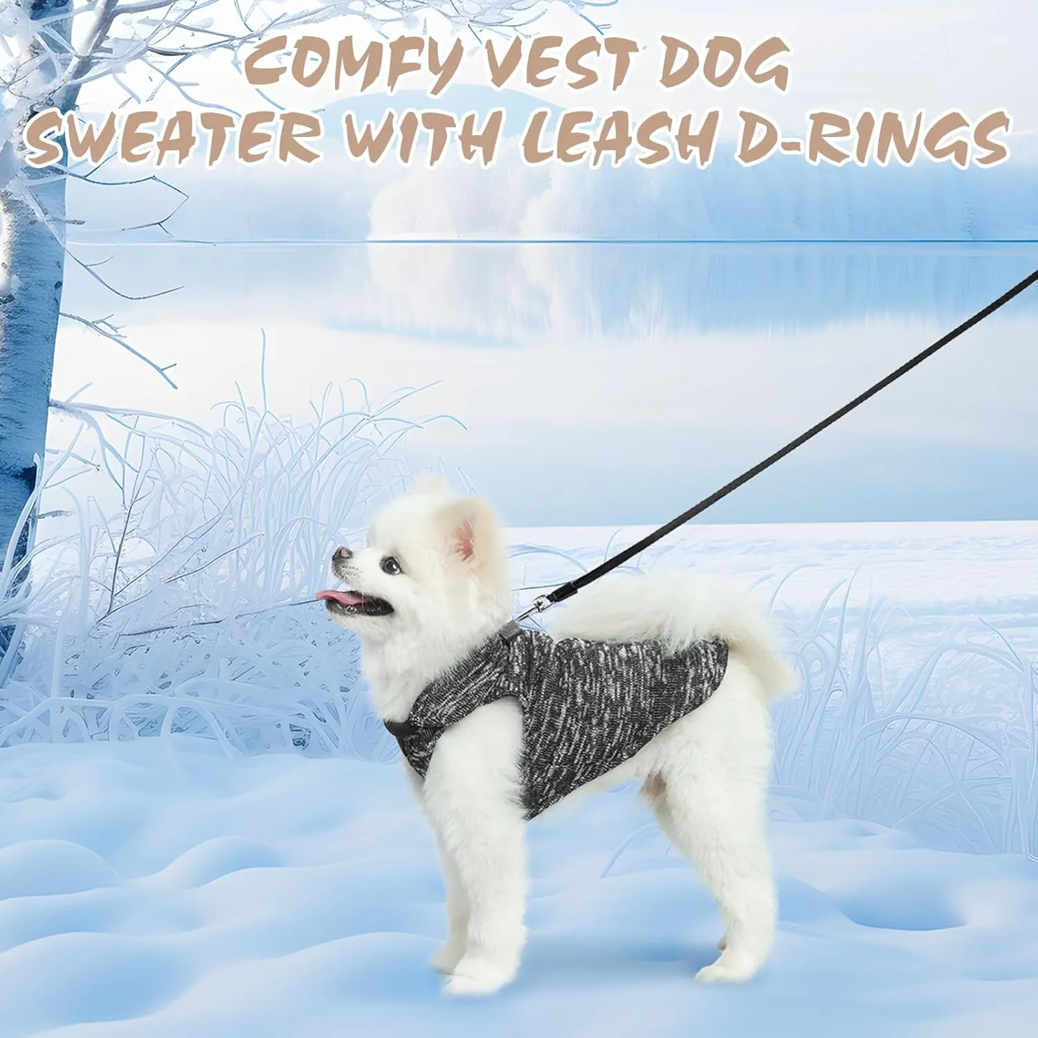 BINGPET Dog Vest Fleece Jacket with Dog Harness Built in,Spring Pullover Dog Fleece Coat,Dog Fleece Sweater with Double D-Rings for Leash,Soft Warm Dog Clothes for Cold Weather Winter and Fall(Grey,S)