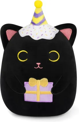 Black Cat Plush,8 Inch Birthday Black Cat Stuffed Animal,Kawaii Happy Birthday Plush with Gifts,Soft Stuffed Toys Birthdays Decor Gifts for Kids Toddlers Boys Girls