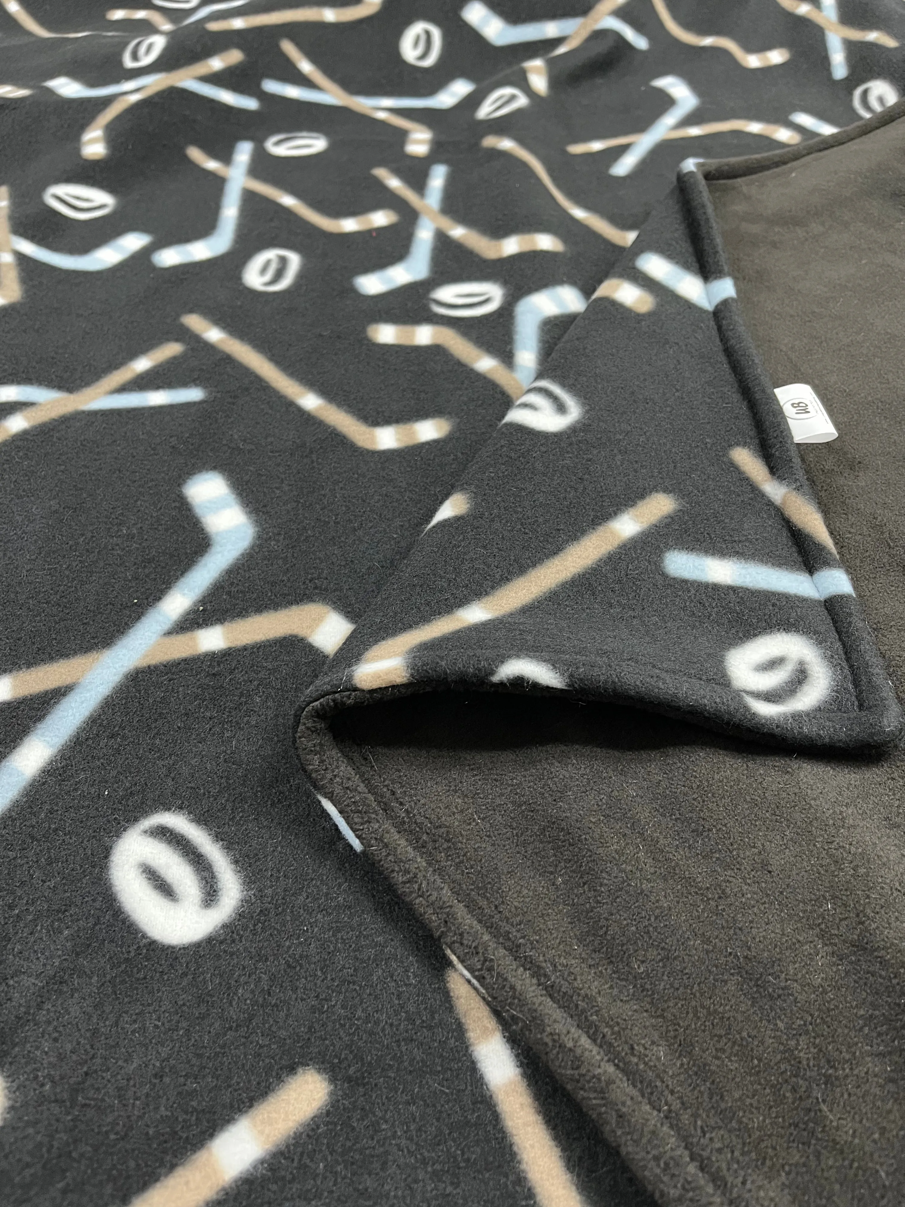 Black Hockey Blanket - **Choose Size *Embroidery Customizable