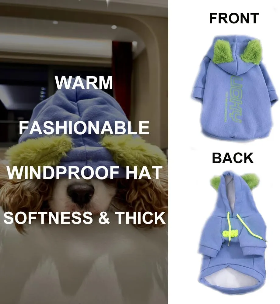 Blue Dog Hoodie Plaid Shirts- Puppy Sweatshirts for Small Dogs Boy Girl, Winter Dog Hoodie for Small Medium Large Dogs & Cats(Medium)