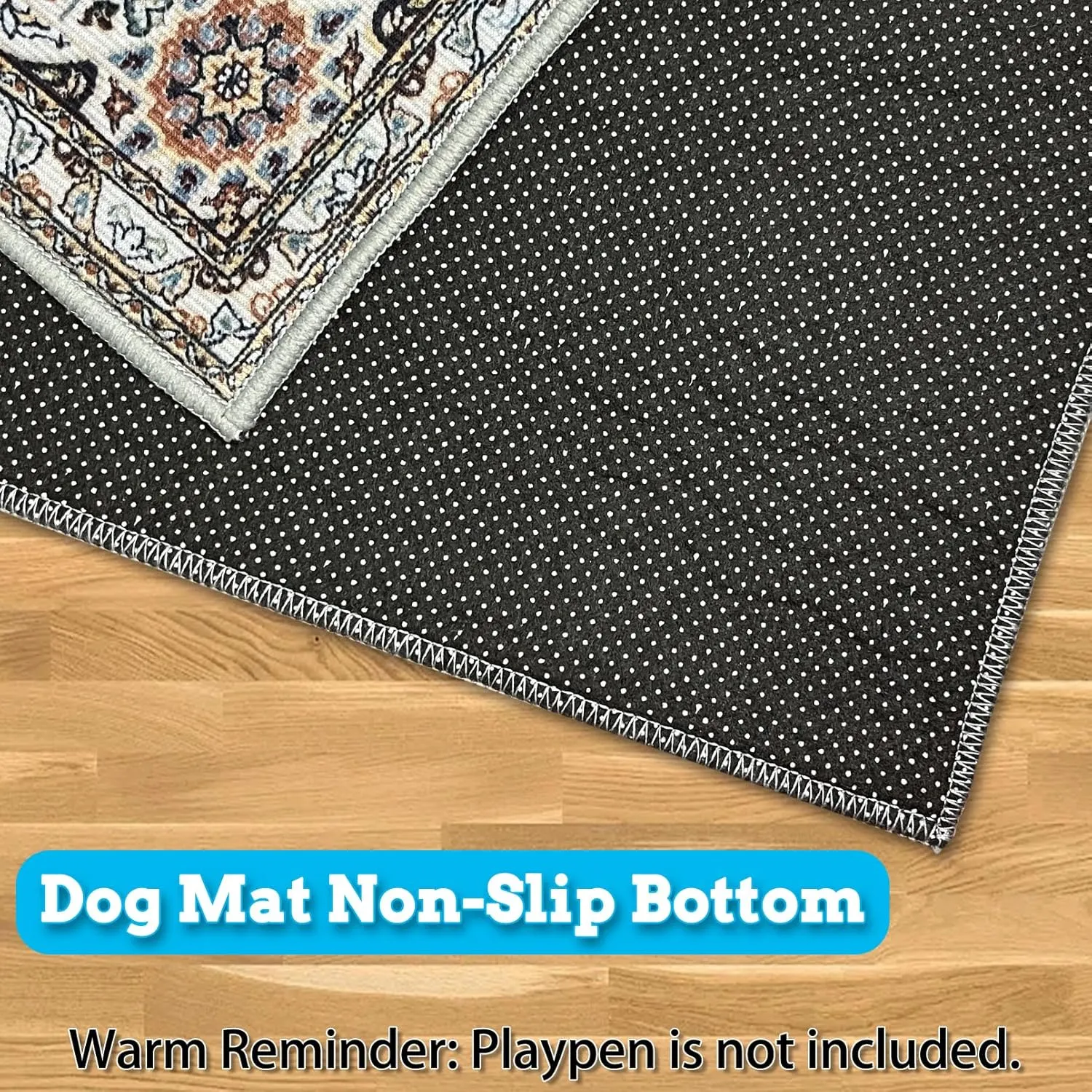 BNOSDM 2 Pcs Dog Playpen Mat Washable Reusable Puppy Pad 47x31 Inch Large Floor Protector Rug, Non-Slip Pet Mats for Dog Rabbit Fence, Crate and Kennel