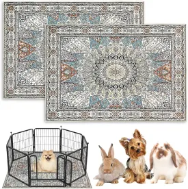 BNOSDM 2 Pcs Dog Playpen Mat Washable Reusable Puppy Pad 47x31 Inch Large Floor Protector Rug, Non-Slip Pet Mats for Dog Rabbit Fence, Crate and Kennel