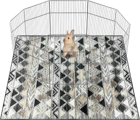 BNOSDM 63x47In Rabbit Cage Liner Washable Bunny Mats Reusable Floor Protect Rug with Anti Slip Bottom, Soft Pets Dog Playpen Pads for Rabbit Dog Chinchilla Guinea Pig Ferret