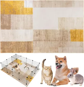 BNOSDM 79x55 in Large Rabbit Cage Liner Washable Dog Playpen Mats Reusable Pet Flooring Protect Rug with Anti Slip Bottom for Puppy Bunny Guinea Pig Ferret
