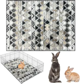 BNOSDM 79x55In Large Rabbit Cage Liners, Washable Bunny Mats Reusable Floor Protect Rug with Anti Slip Bottom, Big Dog Playpen Mats Pads for Dog Bunny Guinea Pig Ferret
