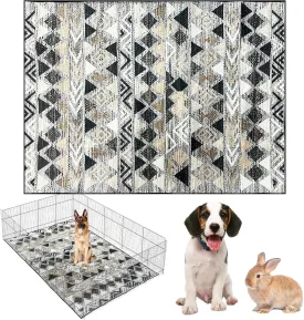 BNOSDM 91x63 Inches Rabbit Cage Liner Extra Large Washable Bunny Mats, Reusable Floor Protect Rug with Anti Slip Bottom, Pet Dog Playpen Pad for Rabbit Puppy Guinea Pig Ferret