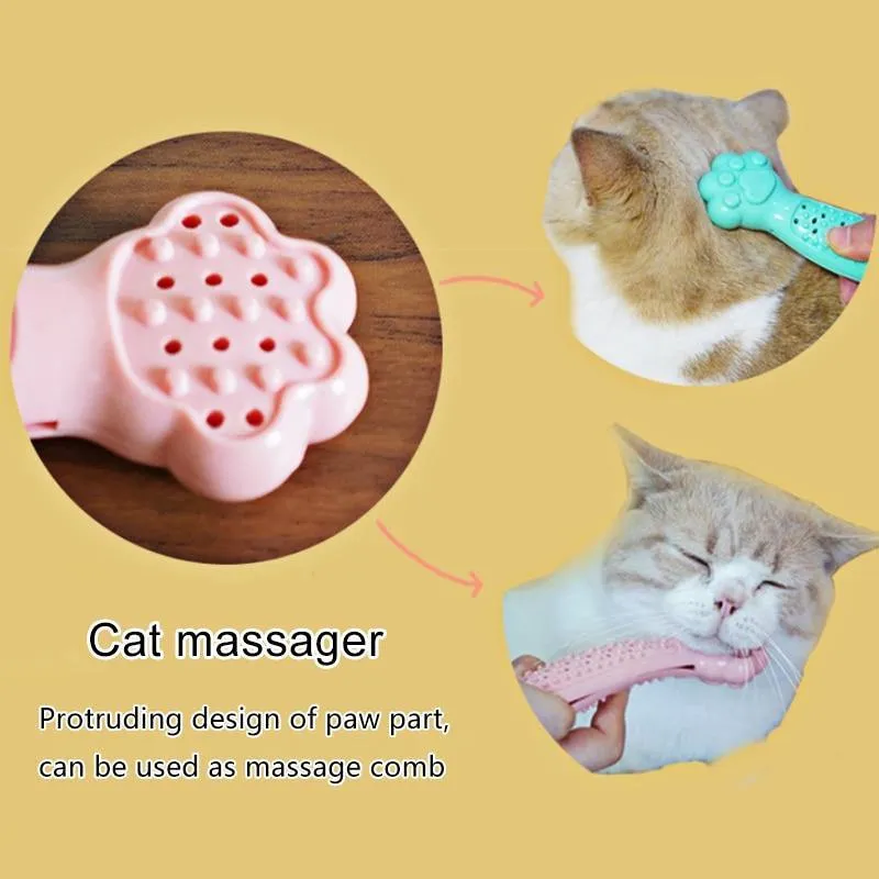 Cat Catnip Toothbrush Toy Interactive Chewing Brush Stick