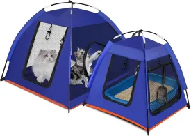 Cat Playpen Tent 2 Pack Puppy Kitten Tent with Passageway Separate Areas Fiberglass Pole Bracket 2Pcs Pet Kennel Cat Houses Cat Cage Outdoor Dog Portable Exercise Tent for Camping