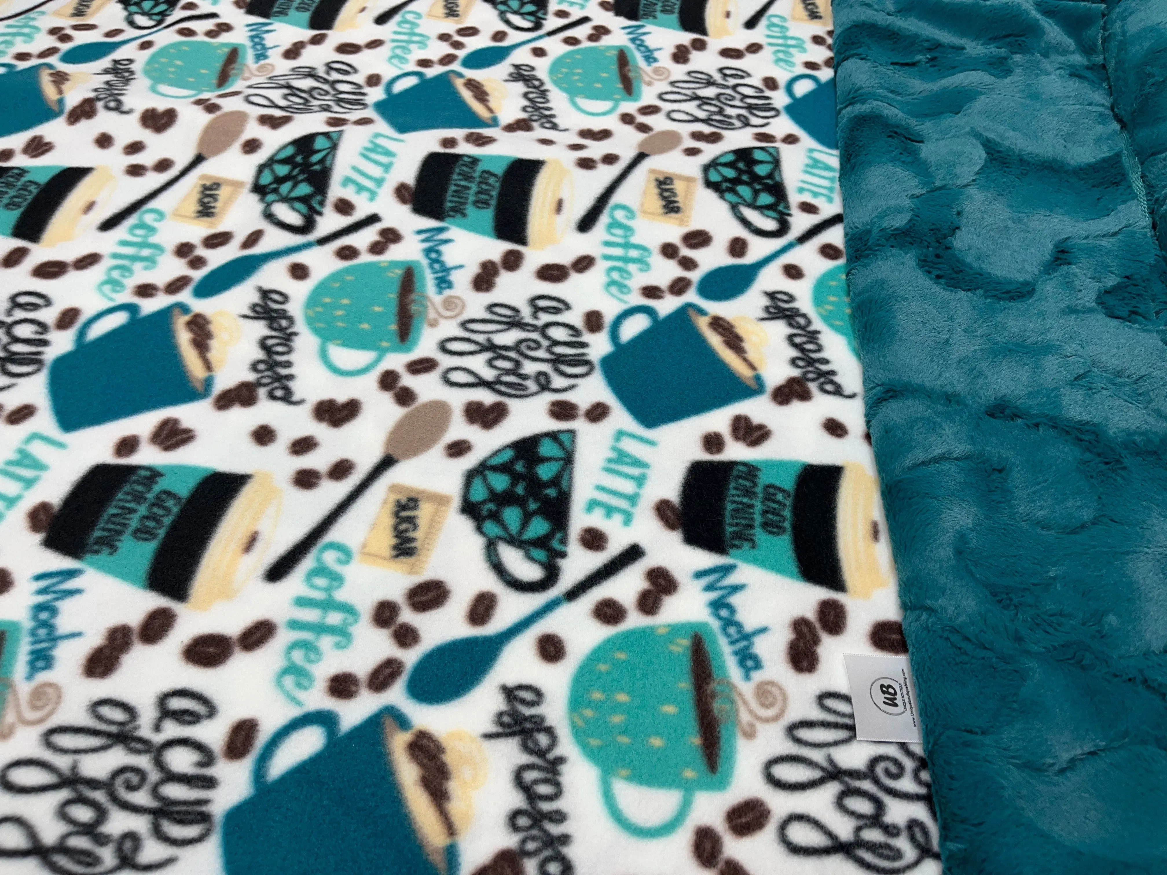 Coffee Fleece Blanket - Choose Size & Cuddle Minky Backing Options