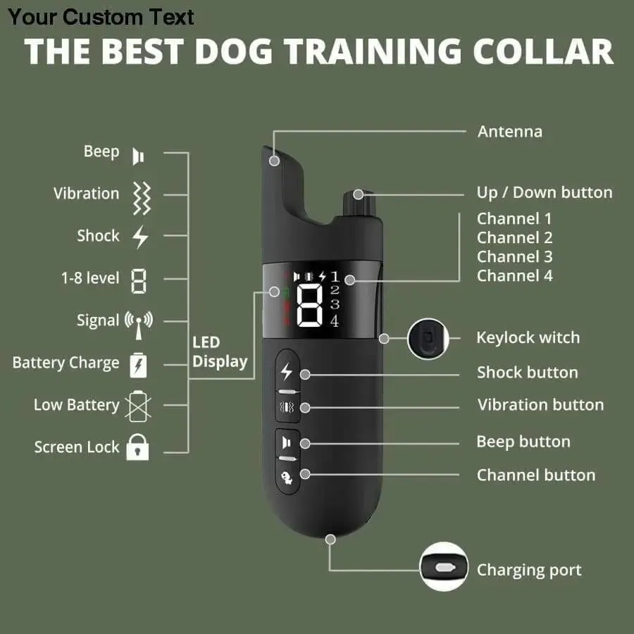 Collar Dog Training Shock Remote Waterproof Rechargeable Pet Electric Yard Large Control Small 2000