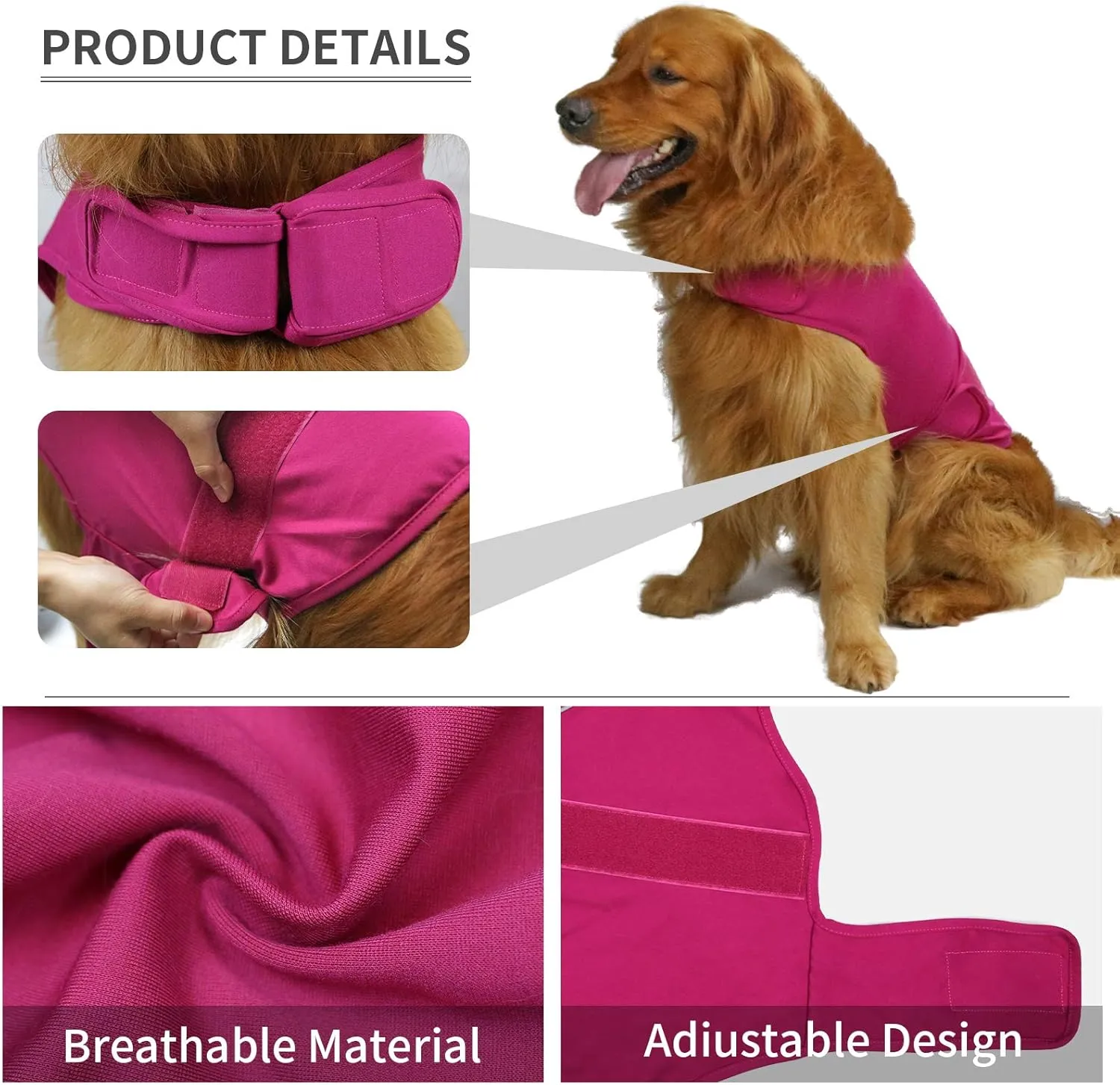 Comfort Dog Anxiety Relief Coat, Dog Anxiety Calming Vest Wrap for Thunderstorm,Travel,4th of July Fireworks,Vet Visits,Separation Anxiety Relief for Dogs (X-Small (Pack of 1), Rose)