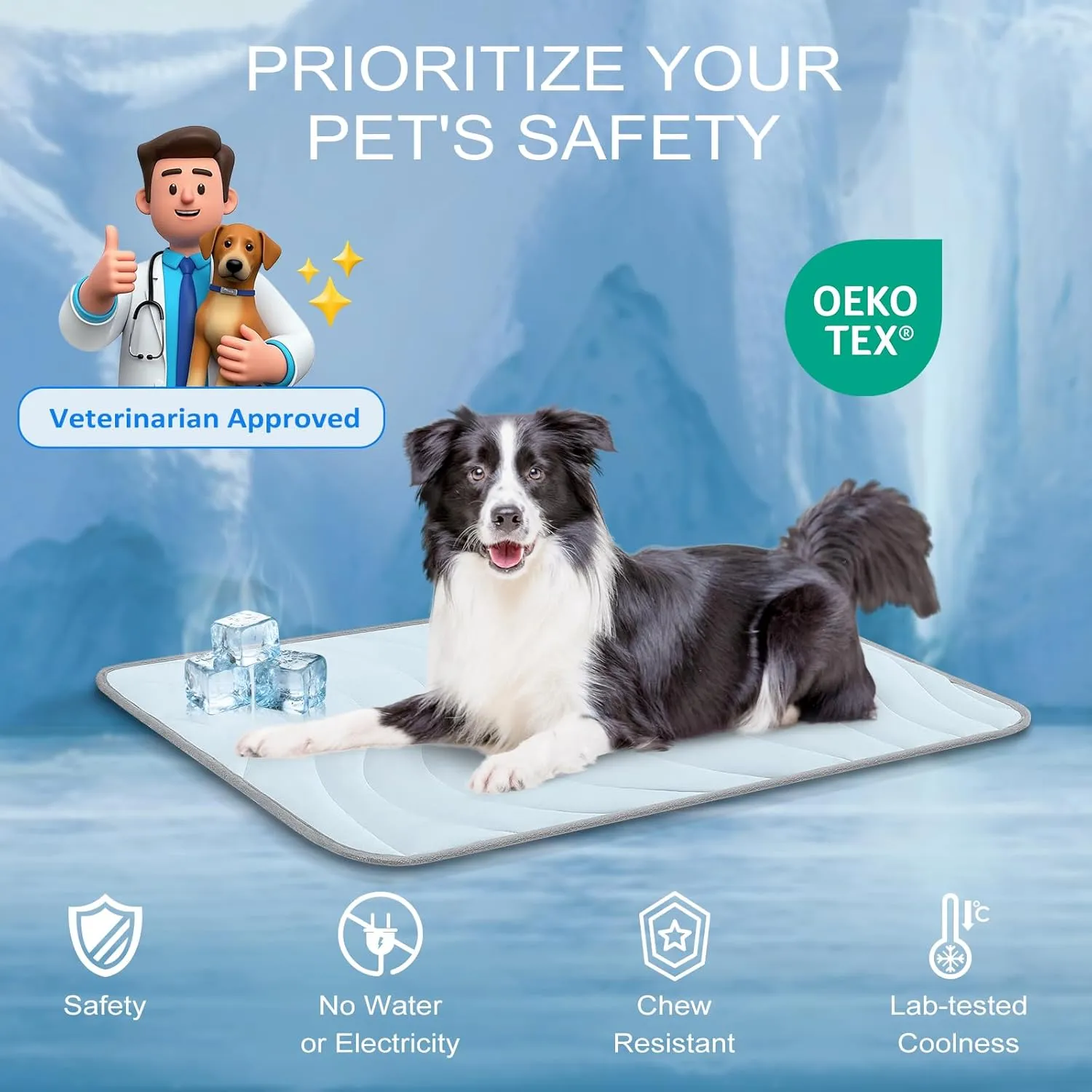 Cozyide Dog Cooling Mat, Large Cooling Mat for Dogs, Reversible Pad for Dog, 40" L x 28" W,Ocean Blue