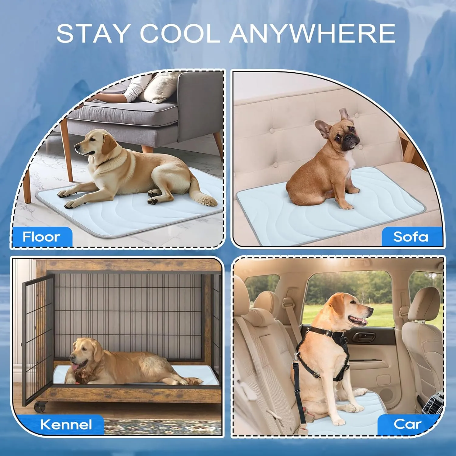 Cozyide Dog Cooling Mat, Large Cooling Mat for Dogs, Reversible Pad for Dog, 40" L x 28" W,Ocean Blue