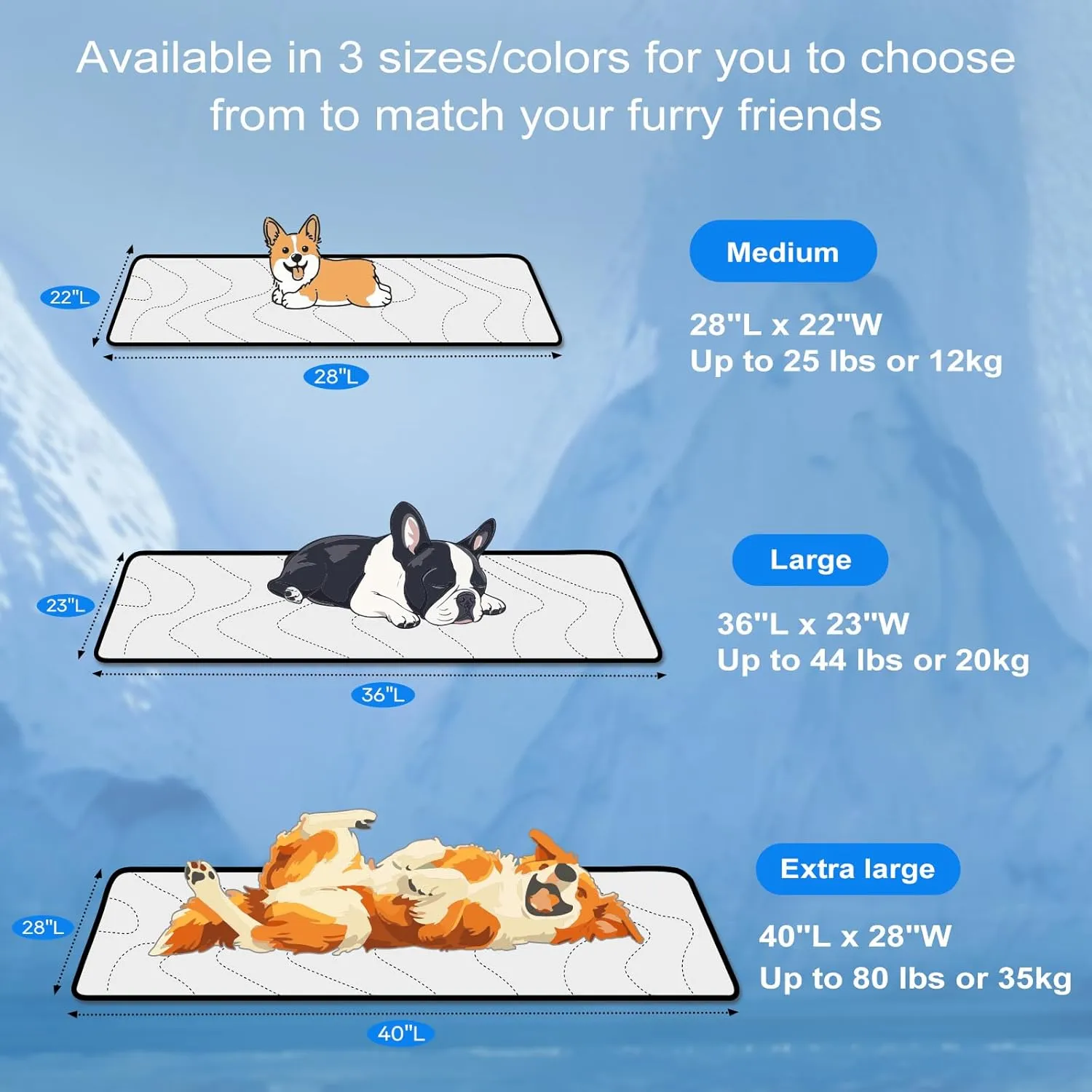 Cozyide Dog Cooling Mat, Large Cooling Mat for Dogs, Reversible Pad for Dog, 40" L x 28" W,Ocean Blue