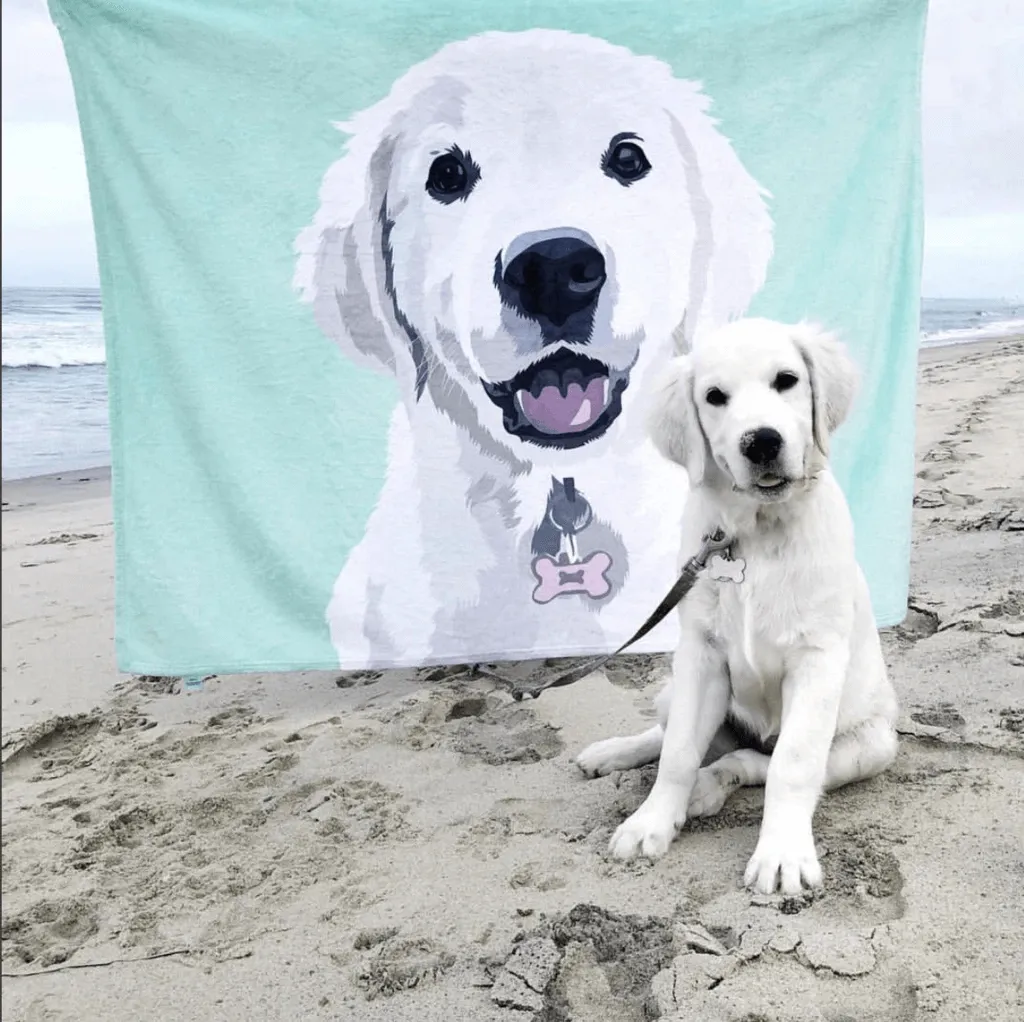 Custom Dog Blankets Personalized Pet Photo Blankets Painted Art Portrait Fleece Blanket Best Gift 2021 Pet Portrait Blanket