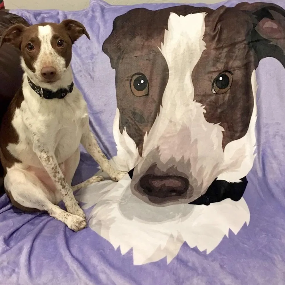 Custom Dog Blankets Personalized Pet Photo Blankets Painted Art Portrait Fleece Blanket Best Gift 2021 Pet Portrait Blanket