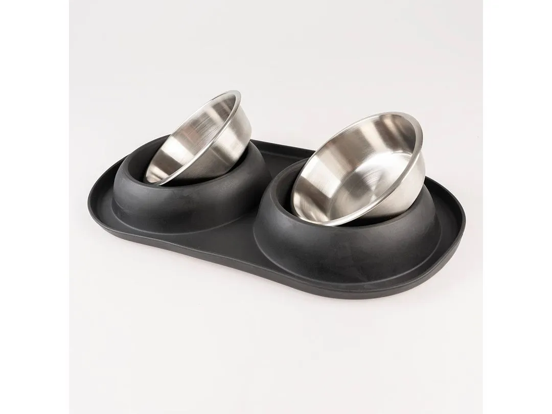 Dinner set no-spill rubber 2x220ml - Ø11,3cm black