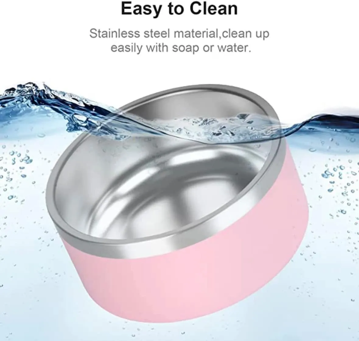 Dog Bowl - Vacuum Insulated Keeps Water Cool, Non-Slip Base, Easy Clean Interior, Durable Stainless Steel, Multiple Colors, Ideal for Travel, 32 Oz - Pet Bowl (Pink)