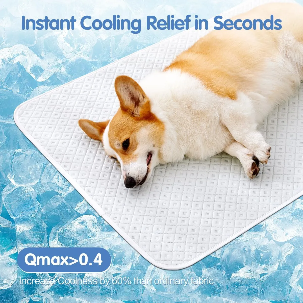 Dog Cooling Mat - Instant Cooling Pet Bed for Dogs & Cats, 6-12F Drop, Non-Toxic & Machine Washable, Anti-Slip Bottom, Cool Mat for Indoor & Travel Use Light Gray 24" x 18"